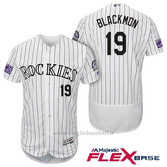 Maglia Baseball Uomo Colorado Rockies Charlie Neromon 19 Bianco 25th Season Flex Base